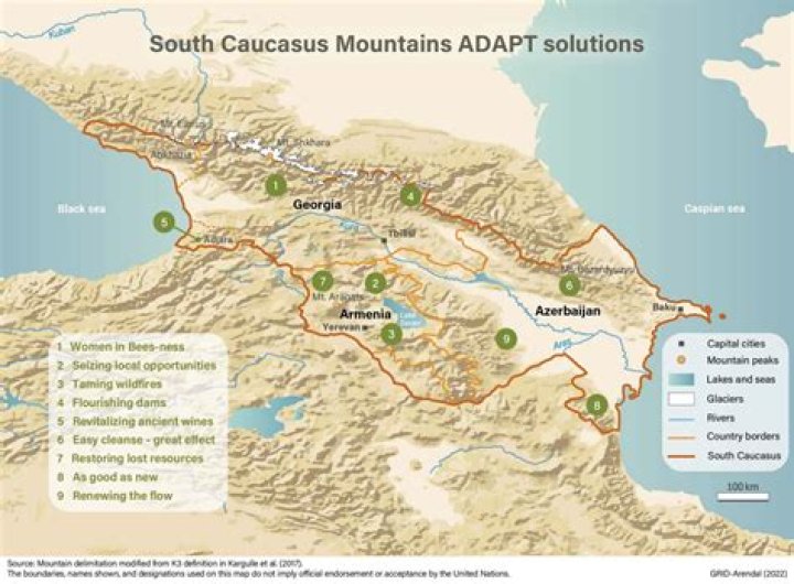 Are the caucasus mountains in the middle east?