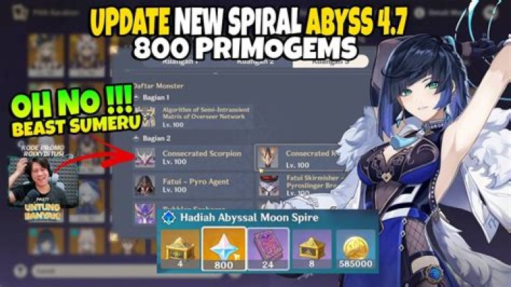 Does spiral abyss give primogems?