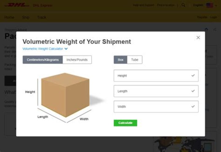 How dhl calculate dimensional weight?