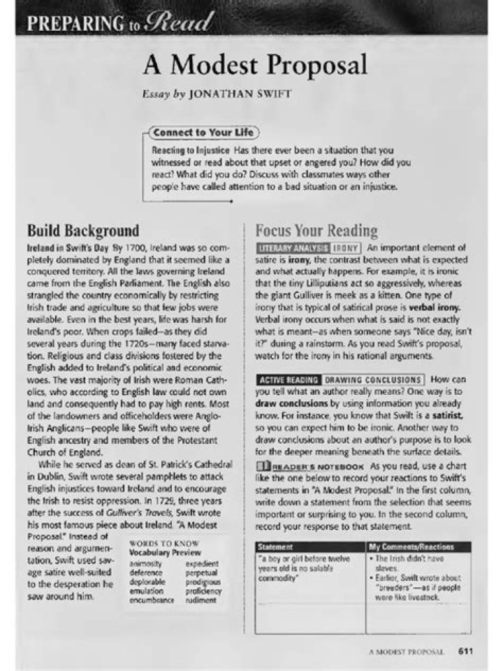 How do you cite a modest proposal in MLA?