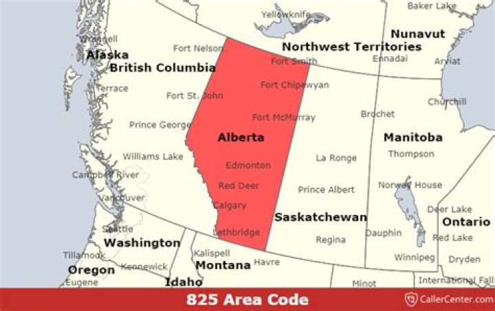 What area code is 825 in Alberta?
