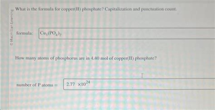 What is the formula for copper phosphate?