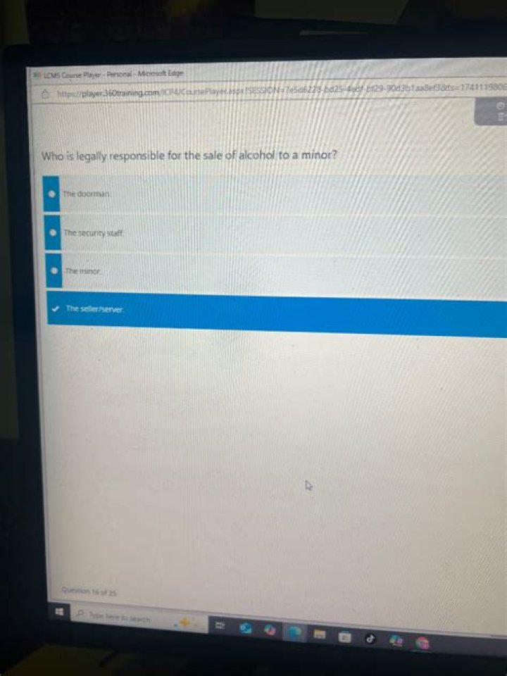 Who is legally responsible for the sale of alcohol?