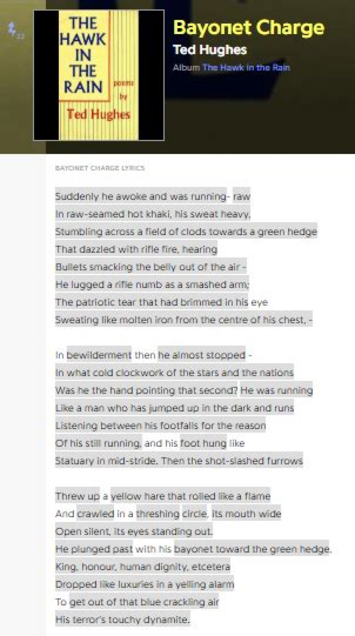 Who wrote bayonet charge?