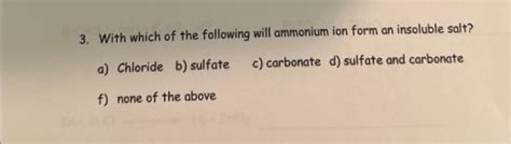 Will ammonium ion form an insoluble salt?