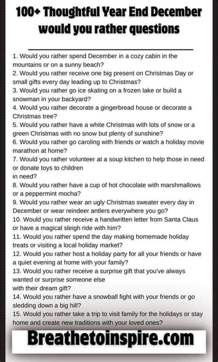 Would you rather december questions?